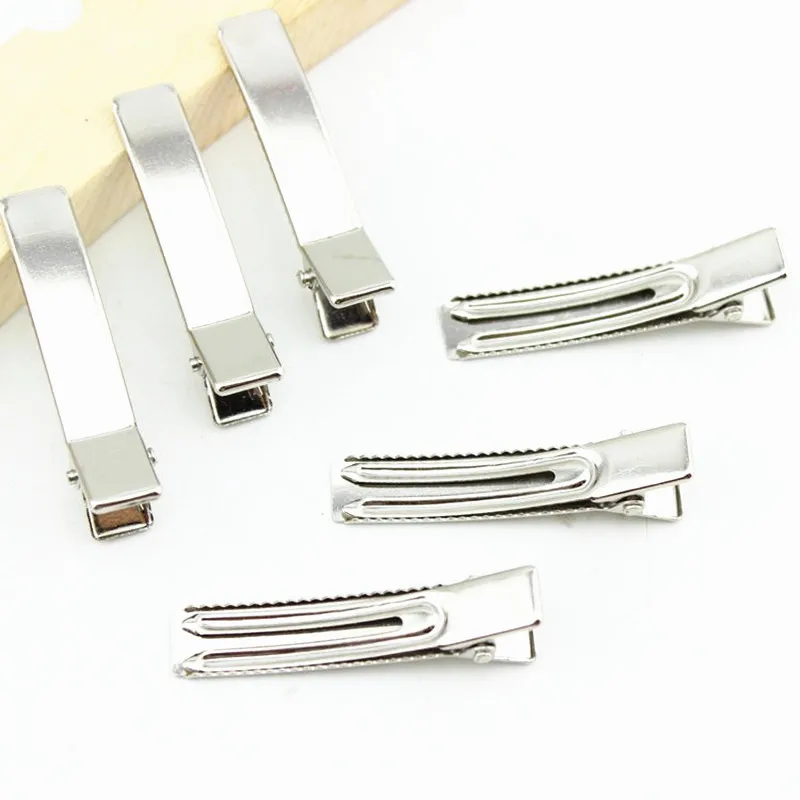 35mm 50mm 60mm 80mm 100pcs Double Prong Metal Hair Alligator Clip Silver Barrette Crocodile Clip Hairpin DIY Hair Accessories