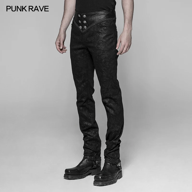 Punk Rave Rock Floar Gothic Fashion Palace Retro Slim-Fitting Men Trousers Pants Steampunk WK341