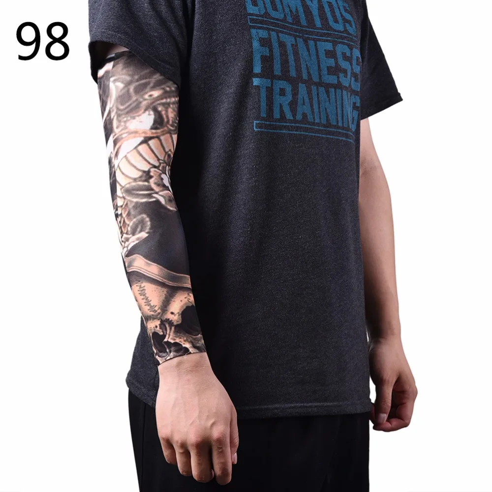 Cool Arm Warmer Skins Proteive Nylon Stretchy Fake Temporary Tattoo Sleeves Designs Body Arm Stockings Tatoos Men Women Tattoo