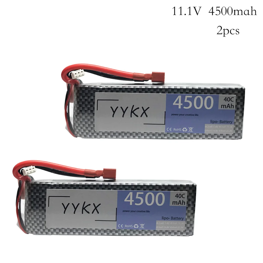 

2pcs Original 11.1v 4500mah 40c Lipo battery For RC helicopters Airplanes Four axis aircraft power 3S battery Original High rate