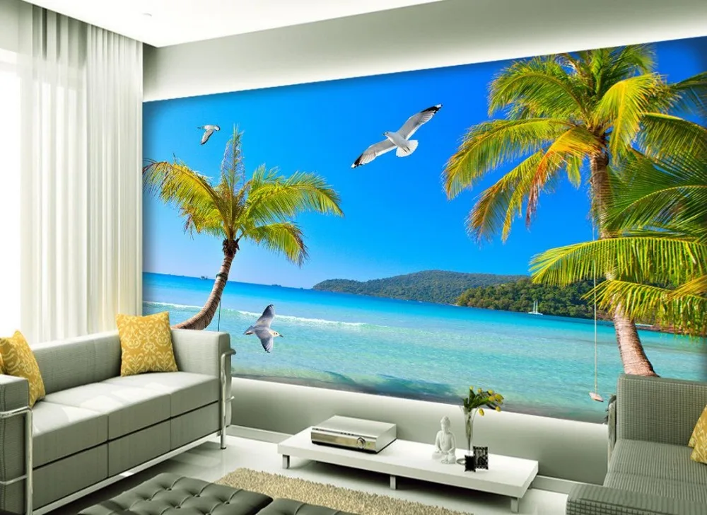 

Custom photo wallpaper 3D stereoscopic Seaside scenery 3d wallpaper mural Non woven roll Wall Decoration