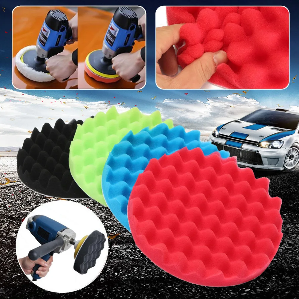 

WENXING Professional Quality 4PCS 3/4/5/6/7" Inch Sponge Buff Buffing Polishing Pad Kit Set For Car Polisher