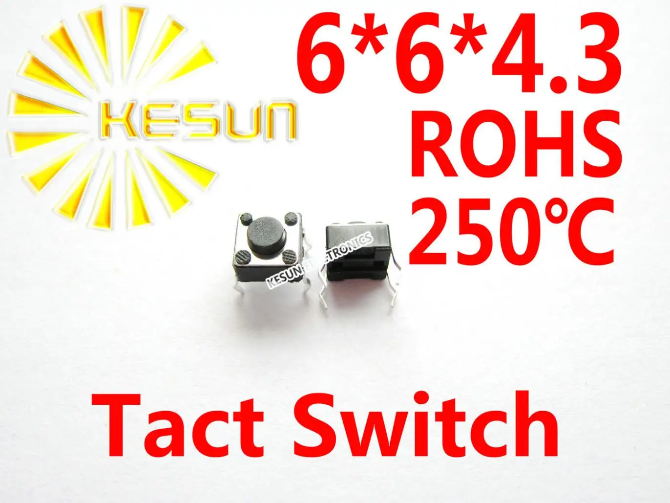 1000PCS 6X6X4.3  DIP Tactile Tact Mini Push Button Switch Micro Switch Momentary ROHS Replace SKHHALA010