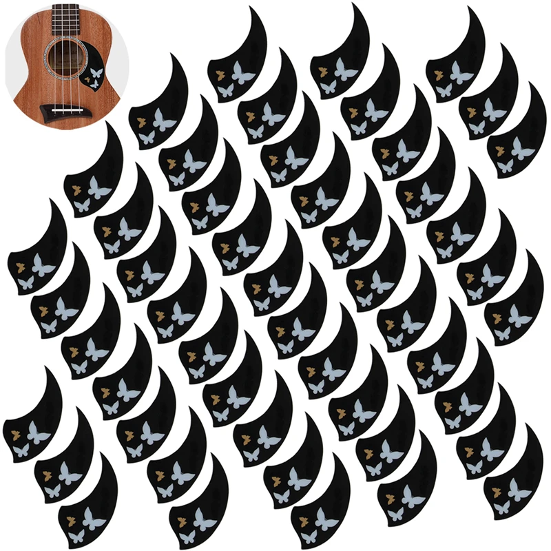 Ukulele Pickguard 26 Inch Tenor Hawaii Guitar Scratch Plate Adhesive Soft Self Stick Black Parts Pack of 50