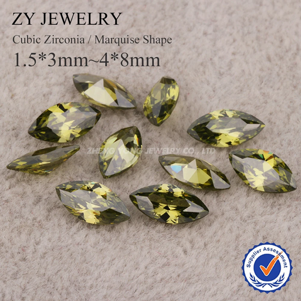 

Marquise Cut Gemstone 5A Olive Green Peridot Diamond Cubic Zirconia