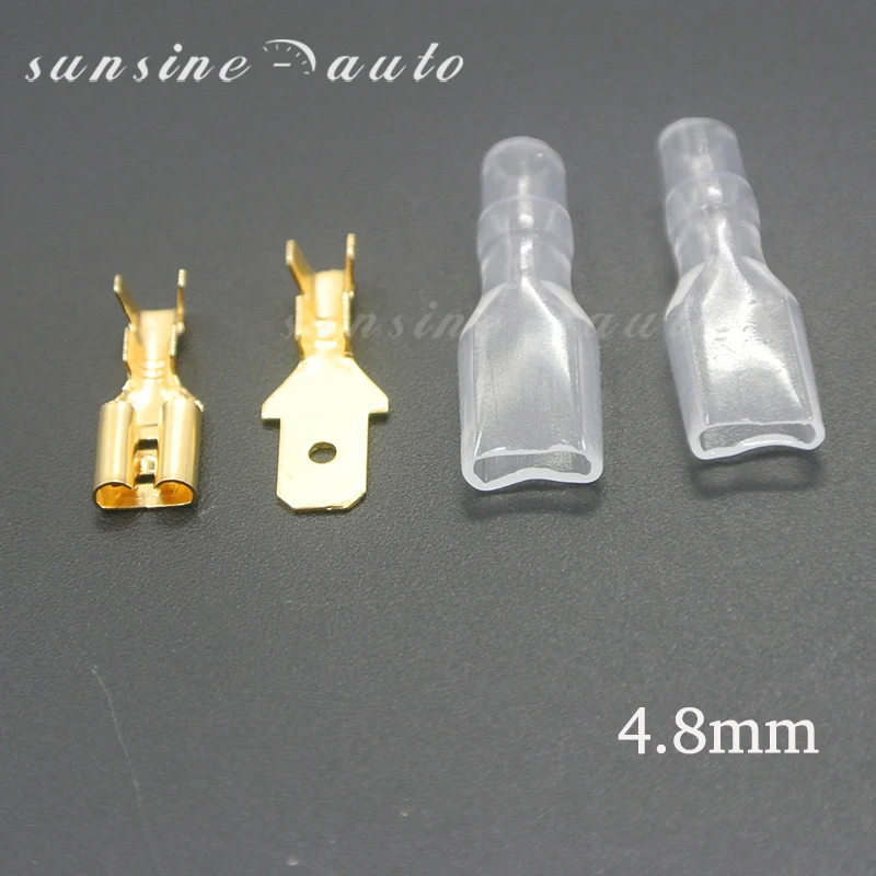 200/50Pc 2.2/2.8/4.8/6.3mm Wire Connectors Crimp Terminals Crimp Female/Male Spade Terminals With Transparent Insulating Sleeves