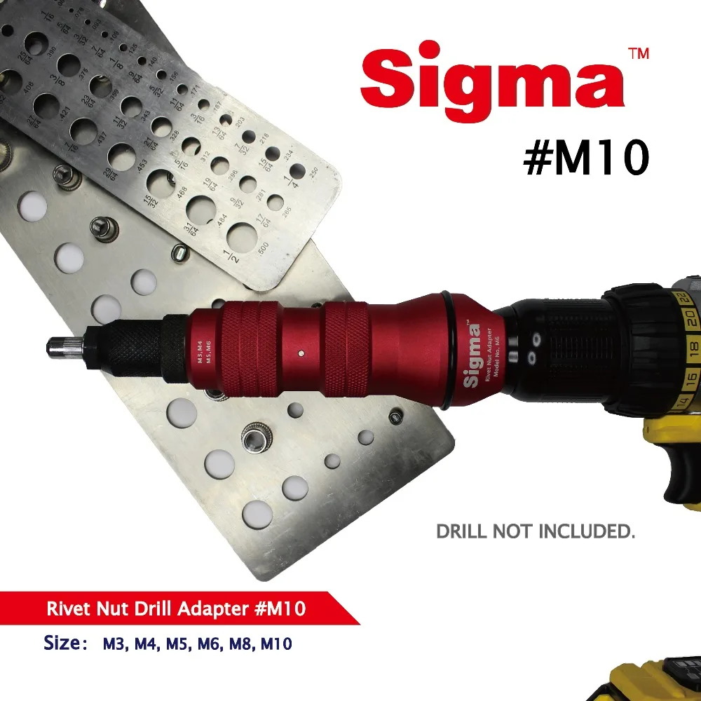 Sigma-Adaptateur de perceuse à écrou à riveter fileté robuste, sans fil ou électrique, accessoire d'outil électrique, odorà riveter à air alternatif, # M10