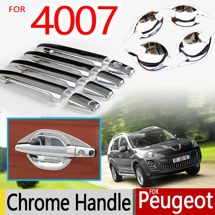 

For Peugeot 4007 Chrome Handle Covers Trim Set of 4PCS 2007-2012 Good Quality Car Accessories Stickers Car Styling 2008 2010