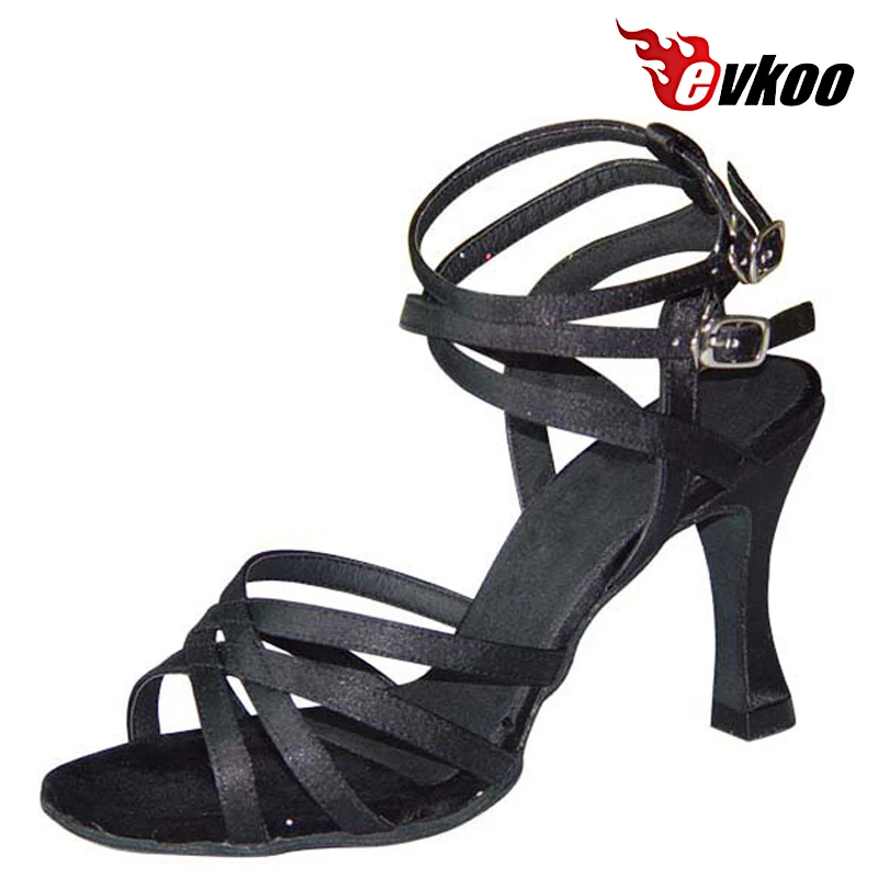 Evkoodance Customsize Woman Dance Shoes Professional Black Khaki Five Color 7cm Heel Height Satin Or Pu Material Evkoo-141