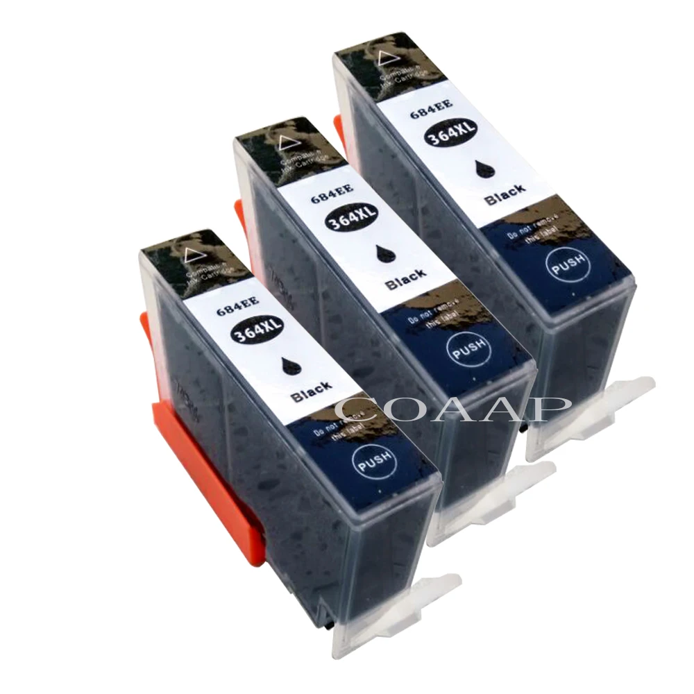 3x Compatible Black Ink Cartridges For HP 364 Photosmart 5510 5520 Deskjet 3070A 3520 Officejet 4610 4620 4622 inkjet Printer