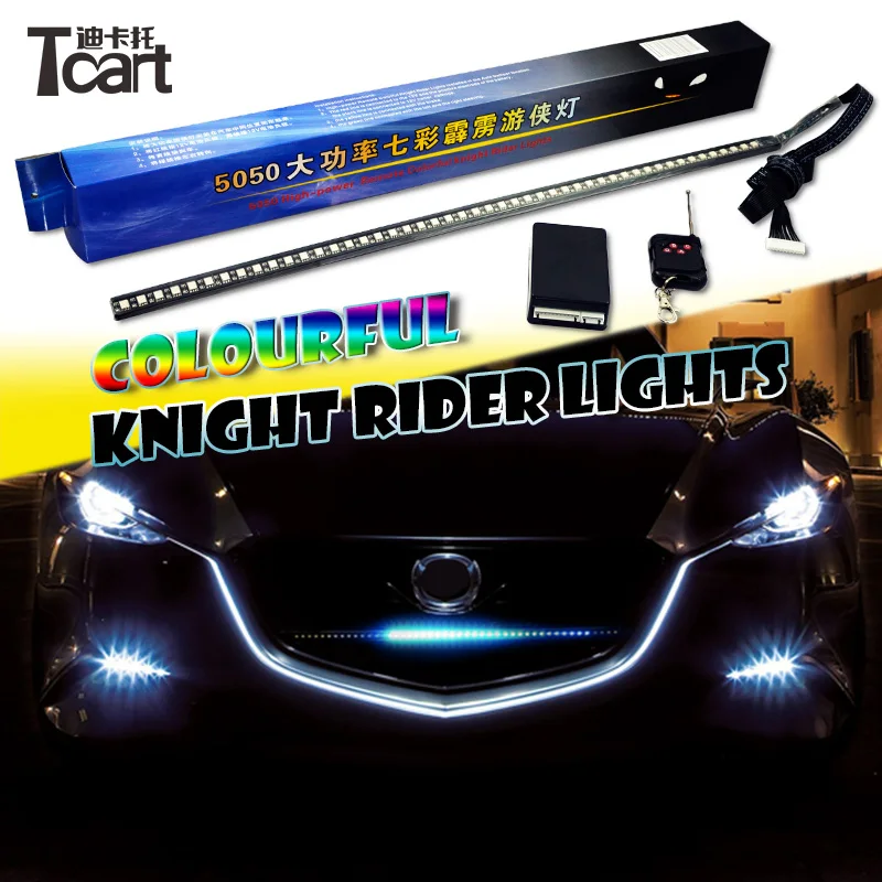 Tcart-車のアクセサリー,ハイパワーカラフルなLEDライダー,ワイヤレスリモコン,48smd 170,rgb,5050モデル