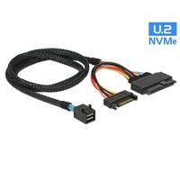 CableDeconn Mini SAS SFF 8643 to U.2 SFF-8639 Cable with 15 Pin Female SATA Connector SSD Power Cable Wire 12Gb/S 0.5M-1M