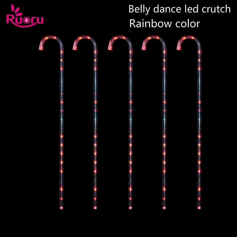 Ruoru 1 Piece Belly Dance LED Crutches Rainbow Color Walking Stick Dance Accessories Stage Performance Props Shining Led Crosier