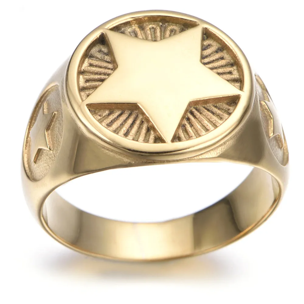 Star Titanium Steel Rings Jewelry Men Fashion Punk Rings
