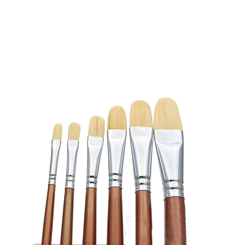 6pcs Pig\'s bristles round peak long rod gouache paintbrush watercolor brush oil paint brush artists Acrylic Paints Art supplies