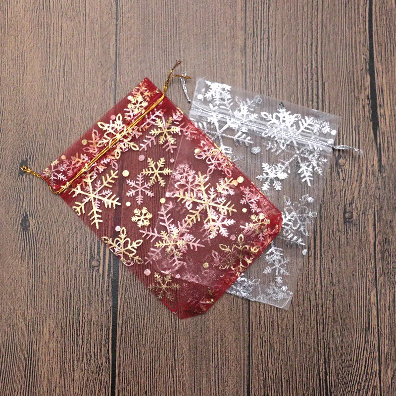 

Hot 9x13cm Jewelry Snow Organza Bags Beautiful Gift Decoration Bag 100pcs/lot Wedding Christmas Gift Packing Pouches&Bags