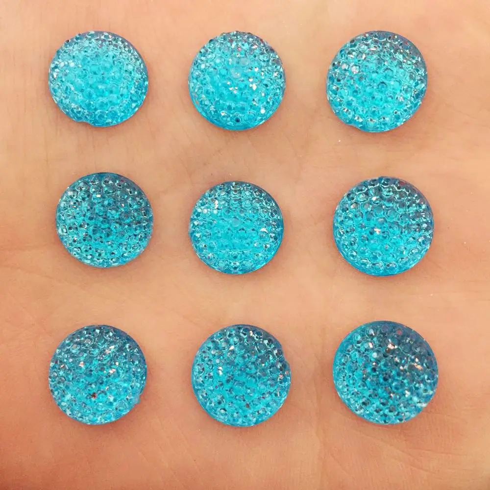 DIY 40PCS 12mm Round Resin Rhinestone Flatback Scrapbooking Phone Case DIY Craft K12