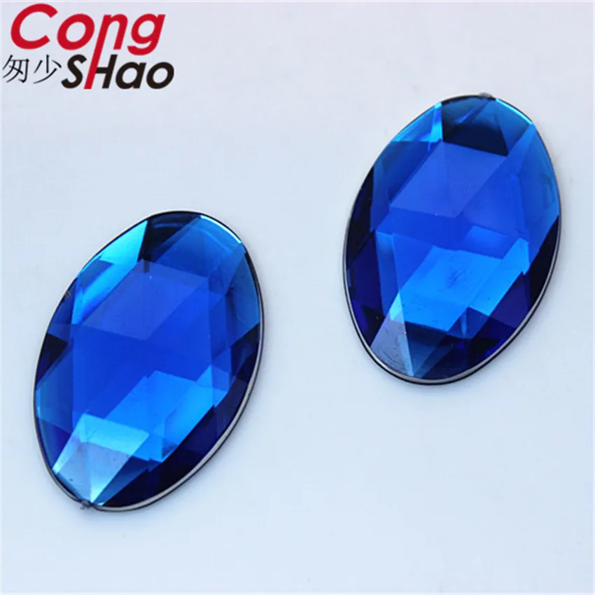 Cong Shao 50PCS 20*30mm Colorful Crystal Acrylic Oval Rhinestones Flatback Stone For Costume Button Crafts DIY Decoration YB319