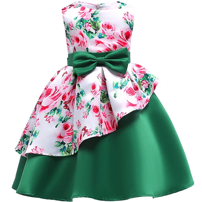 2-10 year Children Clothing clothes Kids girl stripe bow Princess Dress for Girl Party Birthday Festive pink flower girl dresses