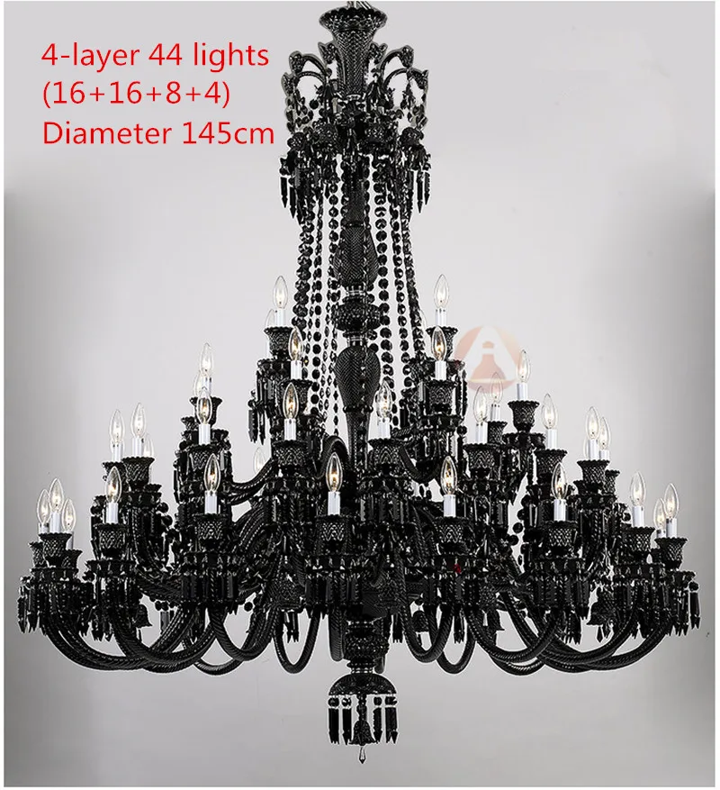 Free Shipping Large Chandelier lustre light Villa Antique black glass Crystal Chandeliers Lamp LED Black Chandelier Lampadario