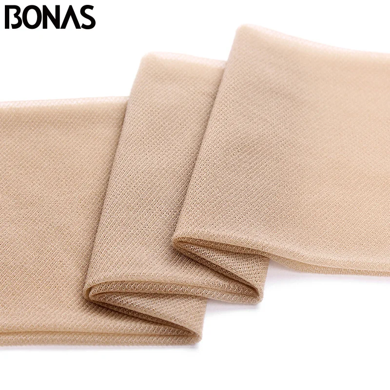BONAS 3pcs/lot 15D Summer Nylon Tights Women Fashion T Crotch Slim Cotton Pantyhose Elasticity Solid Color Female Fashion Tights