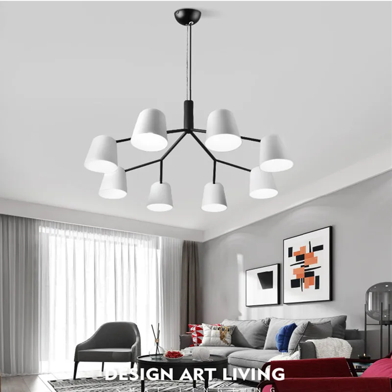 3/6/8/10 Heads Modern Loft Italy Designer Pendant Light Romantic Mater Room WhiteWrought Iron Dinner Light Free Shipping