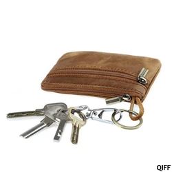 Cowhide Slim Coin Purse Women Coin Purse Men Zipper Around Wallet Card Holder