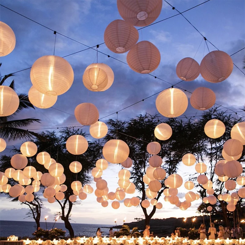 20 Stuks Navy Blauw Papieren Lantaarns - Ronde Chinese Lampionnen Voor Feestdecoratie