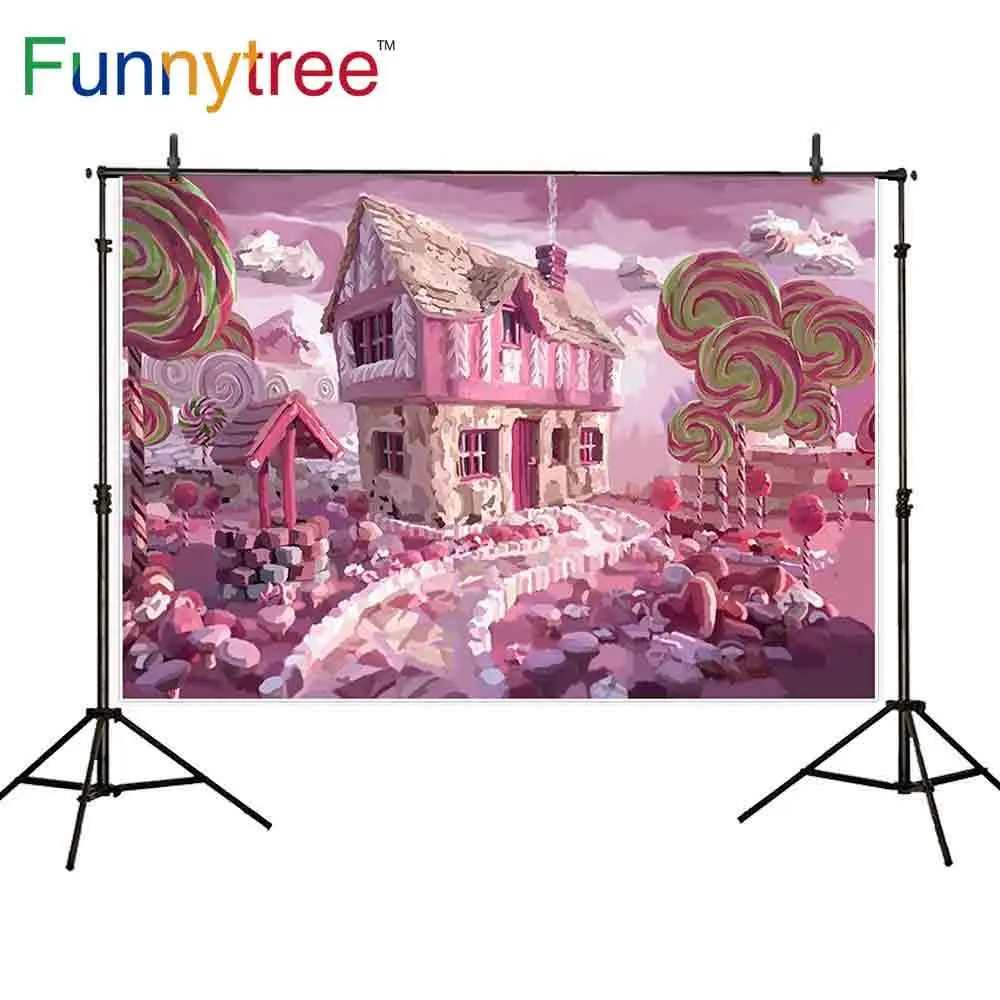 

Фотофон Funnytree для фотосъемки, розовый фон для фотосъемки с изображением конфет, бара, масел, дома, леденцов, путей, ребенка, десерта, стола, фон для фотосъемки