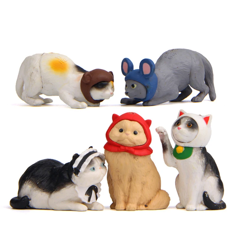 5pcs/lot Japanes Kawai Cosplay Cat Figure Toys Resin Corgi Action Figure Collection Model Toy Gift for Home Decoration