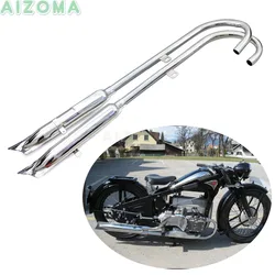 Chrome 24HP Front & Rear Exhaust Mufflers Pipes For BMW M1 M72 R71 R12 K750 KS750 Retro 750cc Ural Sidecar Motorcycle Silencer