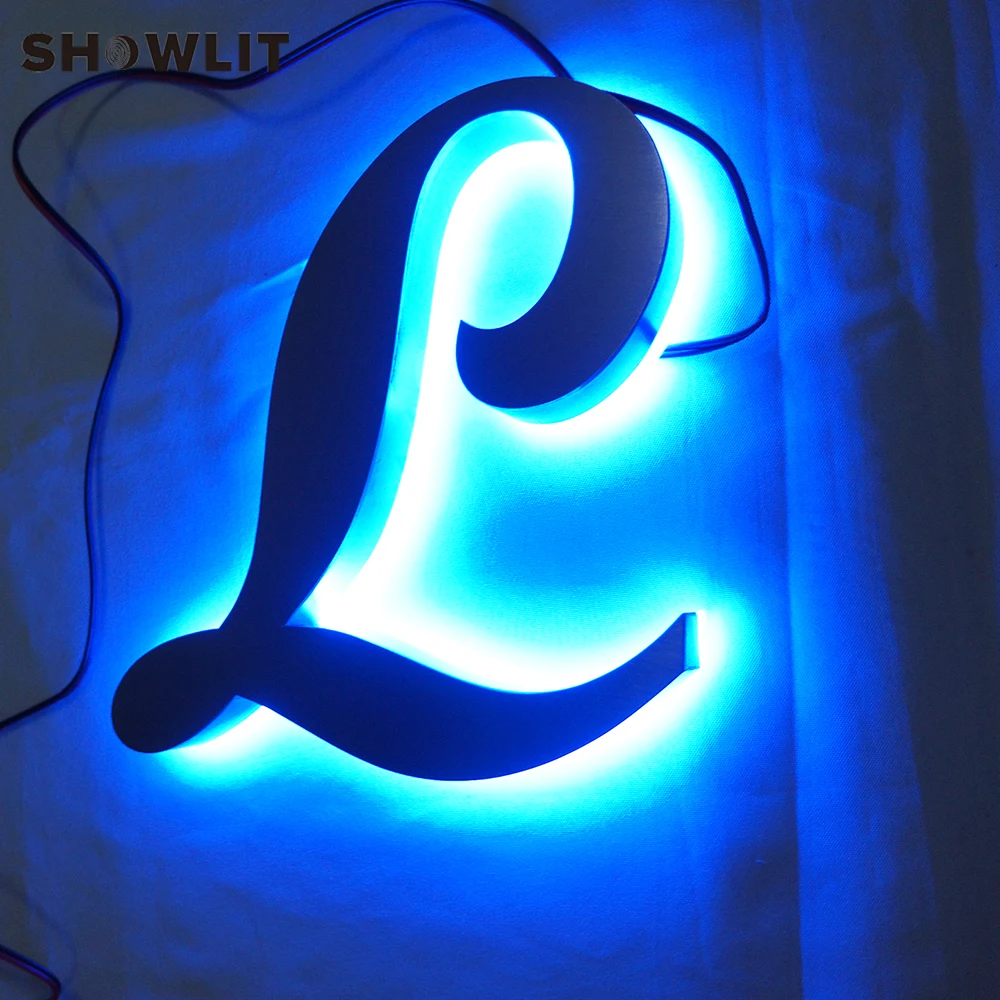 Custom Indoor Led Sign Letters Brushed Metal Finish Waterproof LED Backlit Separated Letters