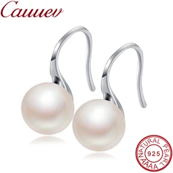 2021NEW Natural FreshPearl jewelry Earrings For Women 925 Sterling Silver Jewelry Oblate Double Pearl StudEarrings Wedding gift