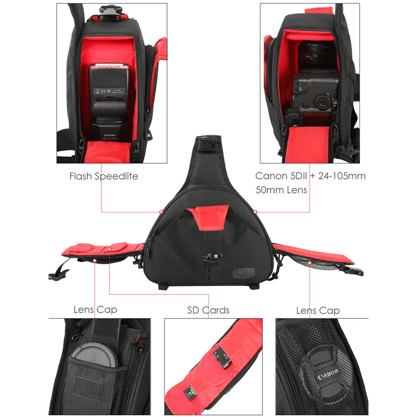 Водонепроницаемая Наплечная Сумка-слинг для видеокамеры, треугольная Сумочка с мягким наполнителем, с защитой от дождя, для мужчин и женщин...