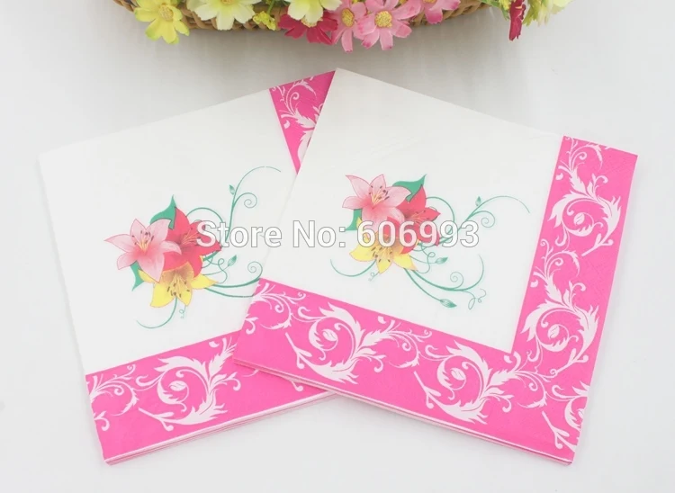 [RainLoong] Water Lily Paper Napkin Flower Festive & Party Tissue Napkin Supply Party Decoration Paper 33*33cm 1 pack