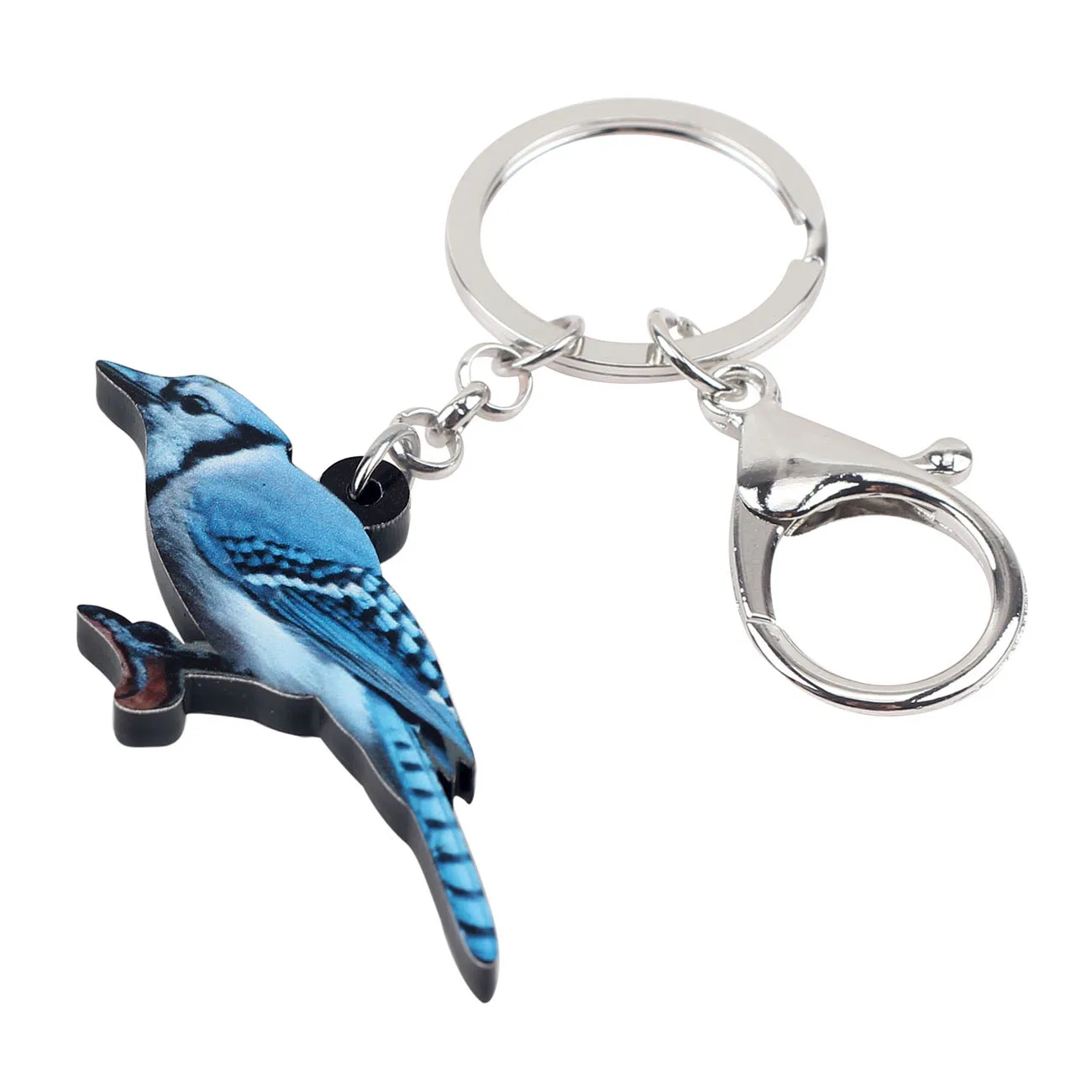 Bonsny Acrylic Cute Blue Jay Bird Key Chain Keychains Holder Fashion Animal Jewelry For Women Girls Bag Car Pendant Charms Gift