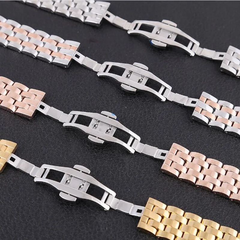 High Quality  Watchband 18mm 20mm 22mm 24mmStainless Steel Watch Band Strap Men Silver Rose Gold Bracelet Replacement Solid Link