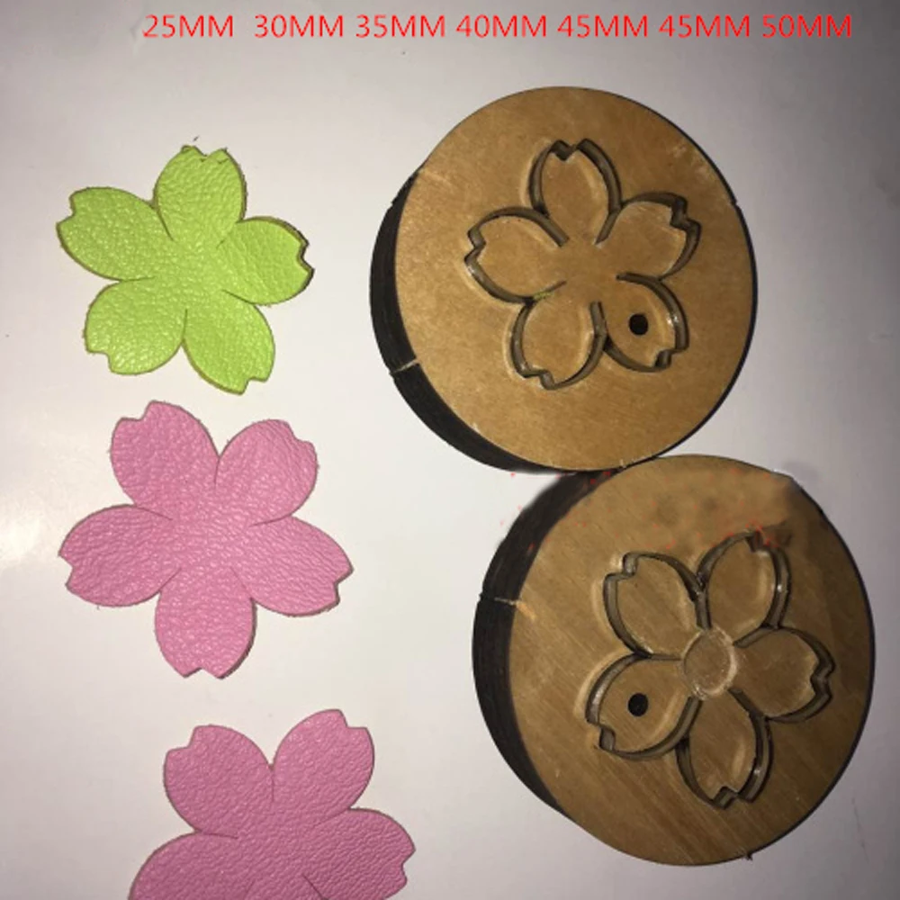 DIY leather craft flower five petal gap sakura design wood plate multi size die cutting knife mould hand punch tool template