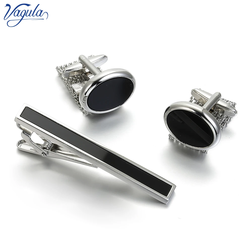 

VAGULA Tie bar Cufflinks 3Pcs Set spinki Tie Clip Pin Gemelos Luxury Cuff Links Men Jewelry Wedding Gift 10