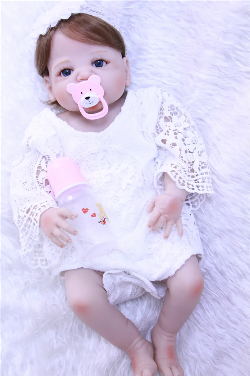 DollMai 55cm Full Silicone Reborn baby doll toys girl gender body can sit lie bathe doll toys gift bebe princess reborn bonecas