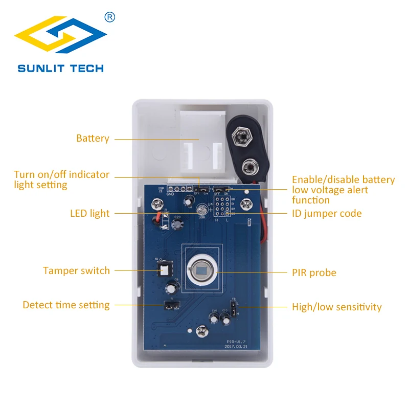Indoor PIR Motion Sensor 433MHz Pet Immune Infrared Detector Battery Powered for Wireless Home Security Protection Alarm System
