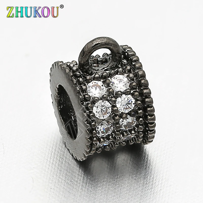 7*5mm Supplies for Brass Cubic Zirconia Round Beads DIY Jewelry Findings Accessories,Hole: 3mm, Model: VZ127