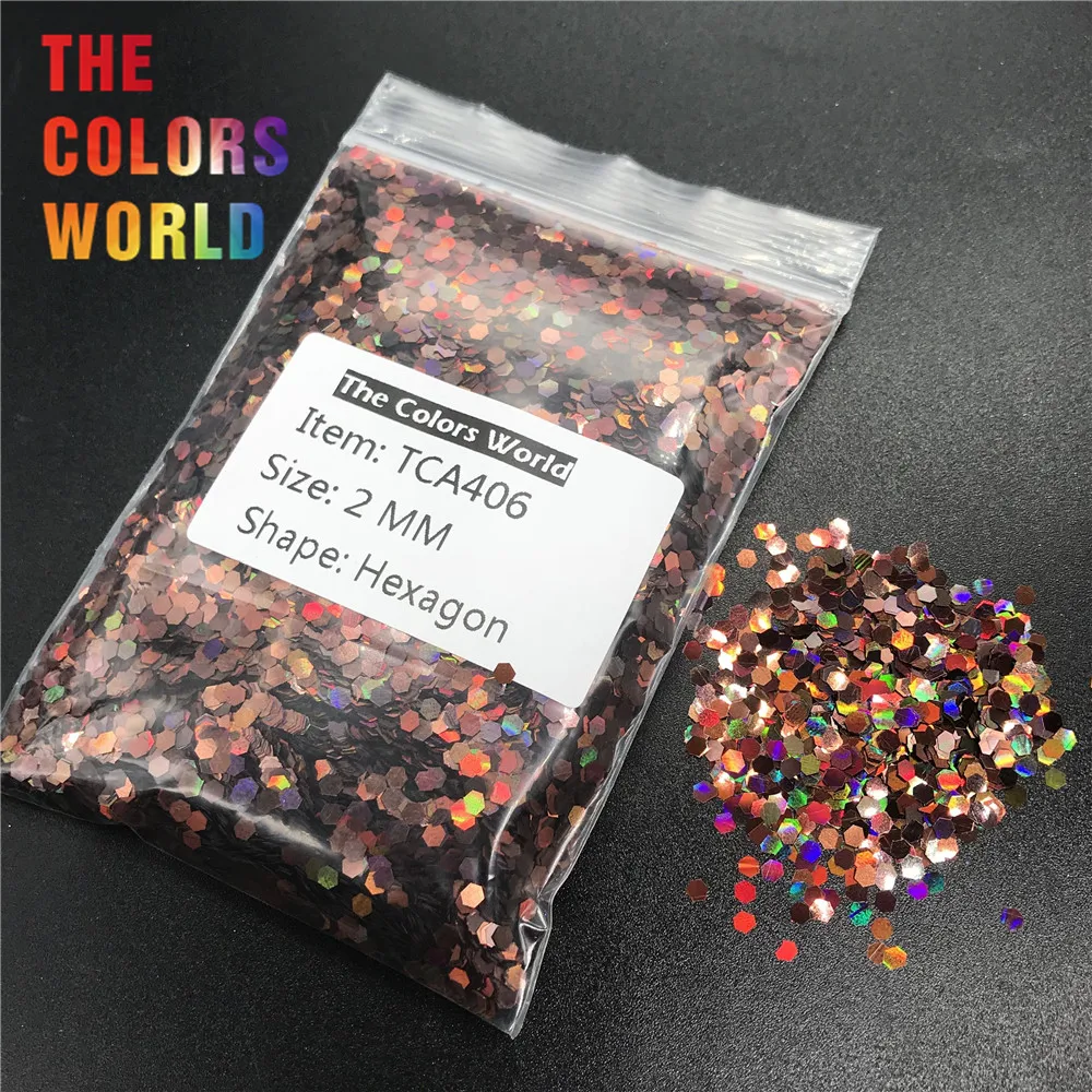 

TCA406 Holographic Laser Coffee Color Hexagon Shape Nail Glitter For Nail Decorations Nail Gel Makeup Facepaint DIY Accessorie