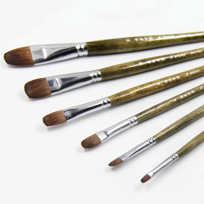 

6pcs/Set,High Quality weasel hair brush birch wood exam Gouache Gouache art supplies painting pen acrylic brush