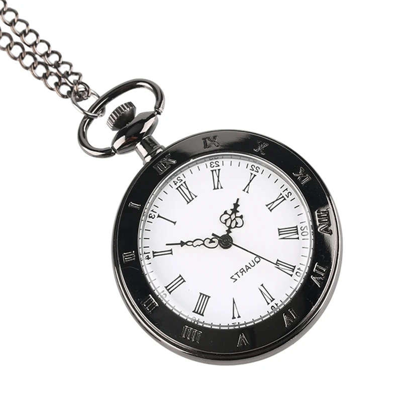 Klassischen Römischen Ziffern Taschenuhr Quarzuhr für Männer Frauen Alte Mode Öffnen Gesicht Anhänger Halskette Uhr Geschenke Kinder reloj