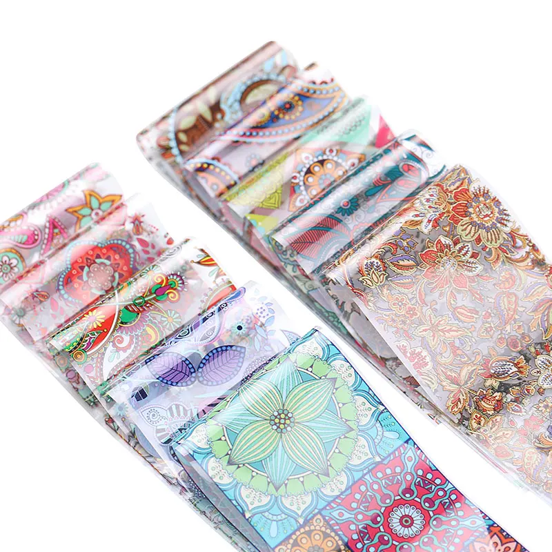 

10 pieces 20 * 4cm colorful nail sheet set adhesive transfer sticker custom pattern envelopes slider band decoration manicure