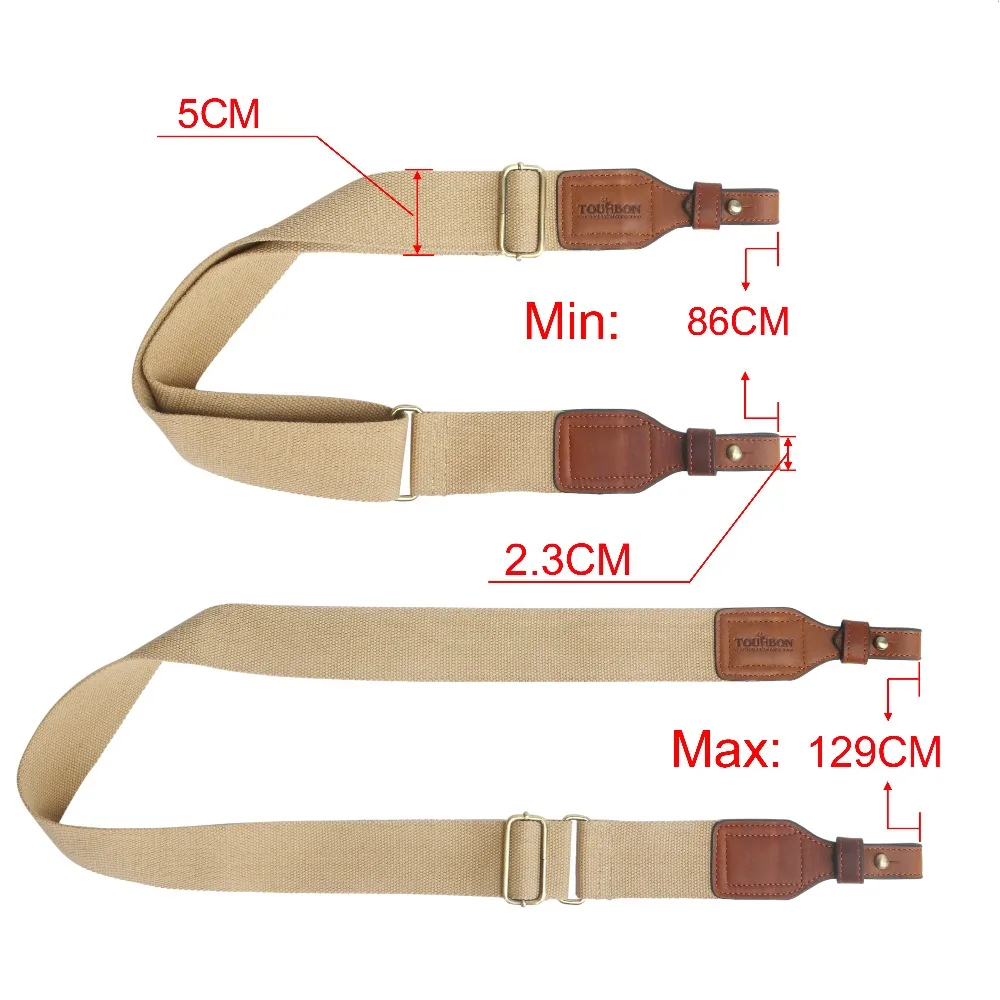 Tourbon Hunting Accessories Gun Sling Shoulder Strap Webbing & Leather Rifle Belt w/Swivels Brass Buckle(1 SET)
