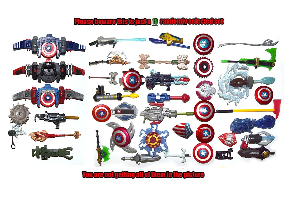 Lot of 10 Random Marvel Universe Captain American Thor's Shield Weapons Accessories