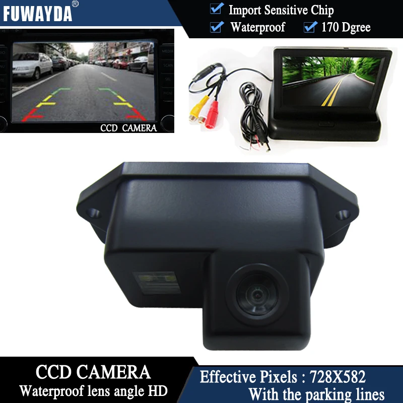 

FUWAYDA Color CCD Chip Car Rear View Camera for Mitsubishi Lancer Evolution + 4.3 Inch foldable LCD TFT Monitor WATERPROOF HD