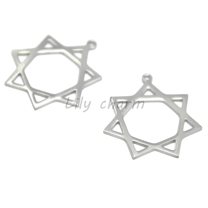 5pcs/lot Heptagram Symbol Symbol Pendant Stainless Steel Sign Seal of God Charm pendant 25mm